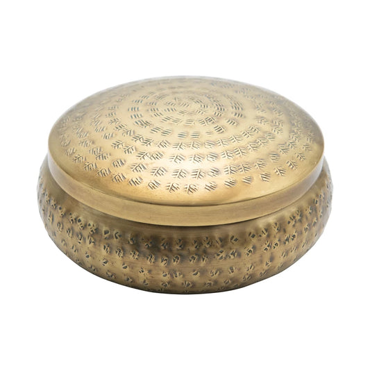 Hammered Metal Container, Brass Finish