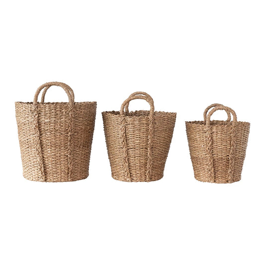 Baskets with Braided Handles, Set of 3