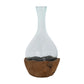 Recycled Glass Vase w/ Teakwood Base (Each One will Vary)