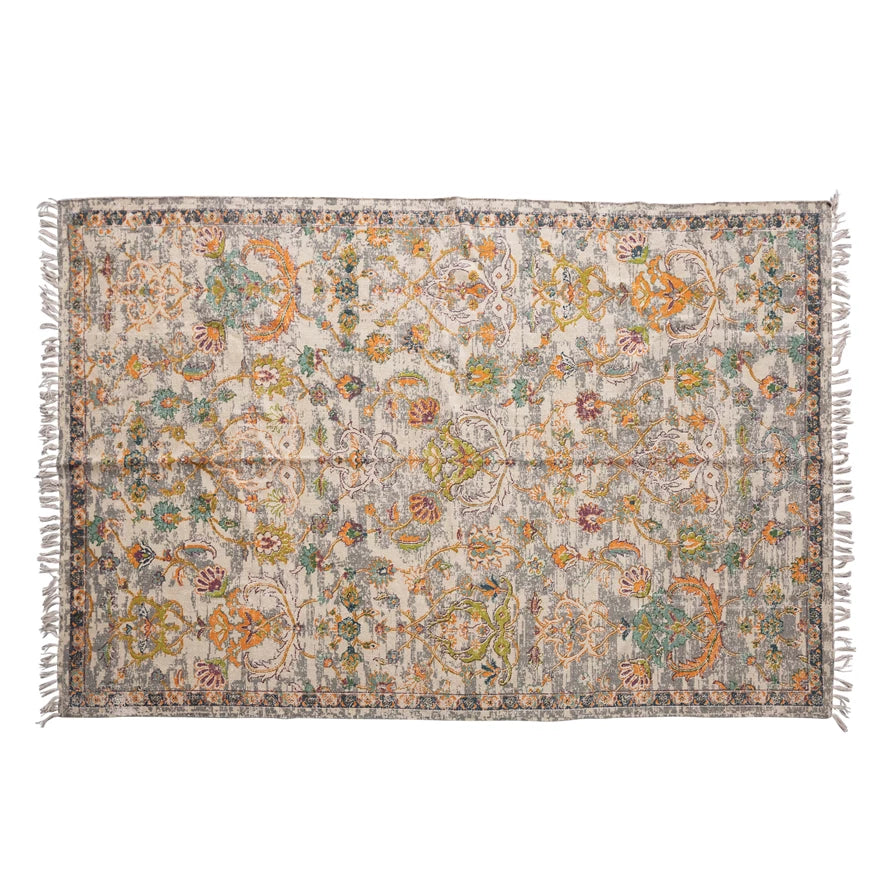 Distressed Print Dhurrie Rug