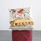 Cotton Lumbar Pillow w/ Embroidery & Flowers in Vase