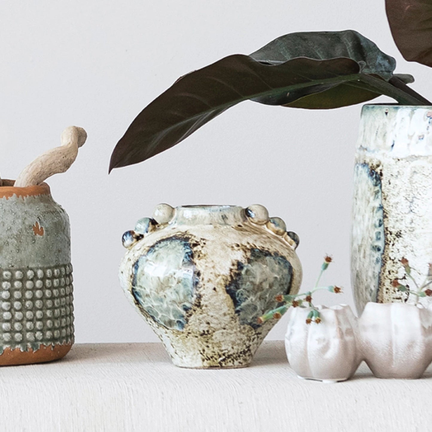 Stoneware Vase, Reactive Glaze, Multi Color