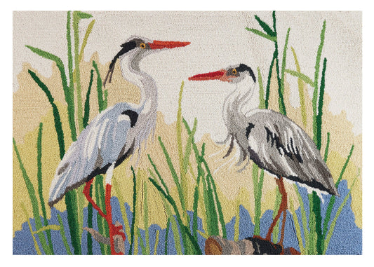 Great Blue Herons Hook Rug