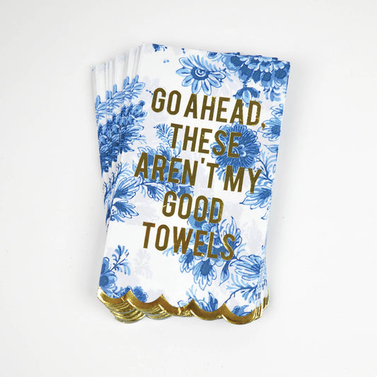 Blue Floral Paper Guest Towel Packs