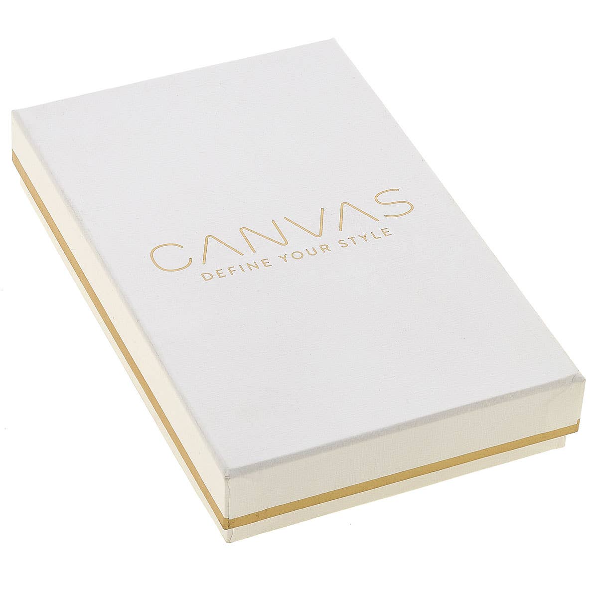 CANVAS Rectangle Gift Box in White Linen with Gold Foil Accents