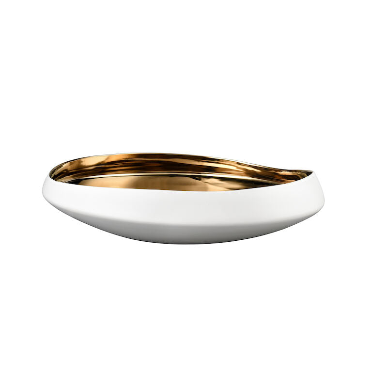 Greer Bowl- Low White & Gold