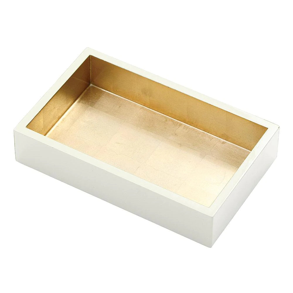 Lacquer Guest Towel Napkin Holder in Ivory & Gold - 1 Each