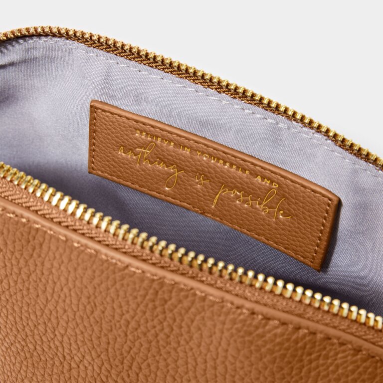 Secret Message Wash Bag in Tan