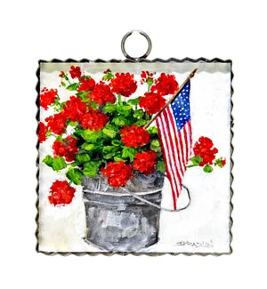Mini Bucket of Geraniums Print