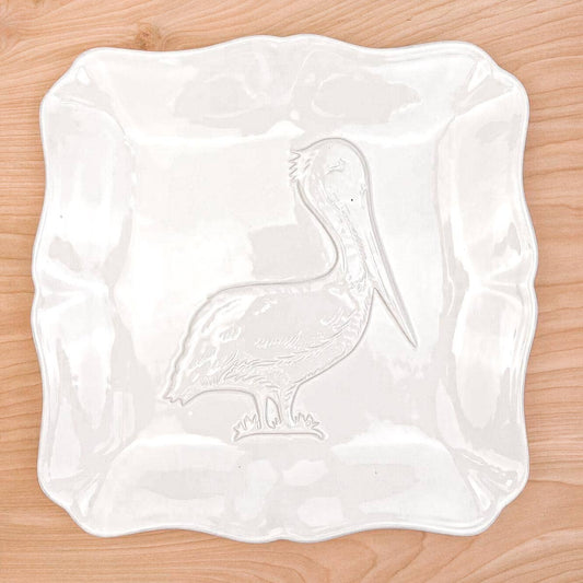 Pelican Embossed Square Platter White