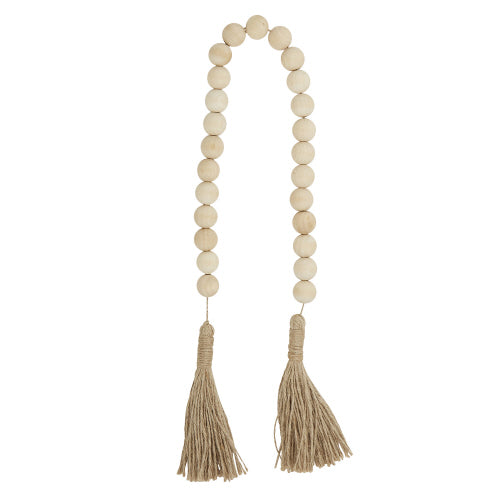 Natral Wd Beads W/ Jute Tassl